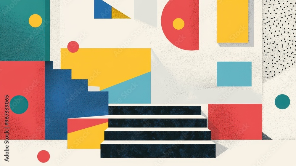 Poster explore unique vector art that blends geometric shapes and brutalist design for a fresh and modern v