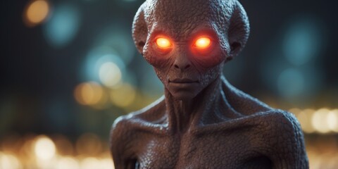A strange alien creature with multiple eyes and glowing, translucent skin.