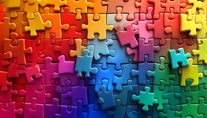 A seamless illustration of multicolored puzzle pieces