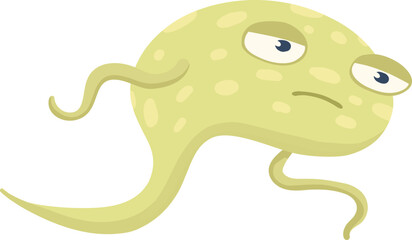 Cartoon bacteria mascot. Virus character, bacterias with funny face. Color microbe and disease virus isolated vector illustration icon. Monster creature organism, bacteria and microbe