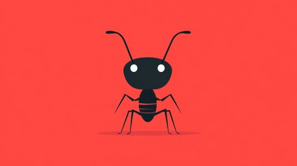 Fototapeta premium A vibrant ant character with tentacles leaps energetically in a playful, modern flat design style.