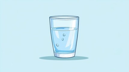 Dive into this vibrant flat illustration showcasing a textured glass brimming with refreshing water.