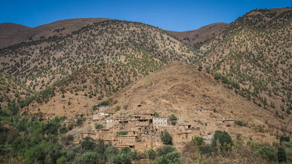 The landscape of Tizi n'Test in Morocco after 2023 earthquake