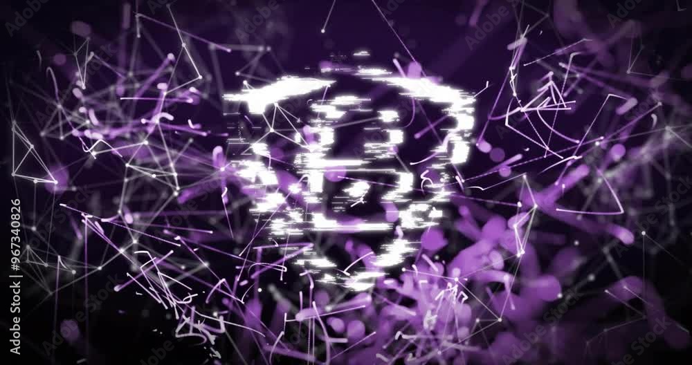 Poster animation of shield with padlock icon over network of connections on black background