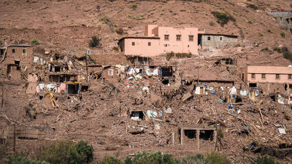 The landscape of Tizi n'Test in Morocco after 2023 earthquake