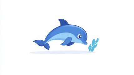 Fototapeta premium This dolphin art boasts vibrant blue colors, capturing its playful spirit in a minimalist design that brings joy.
