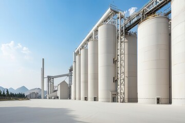 Obraz premium Environmentally conscious cement factory with carbon capture systems, Green cement production, eco-friendly industry