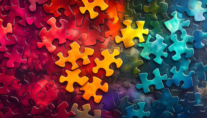 An abstract illustration of colorful puzzle pieces