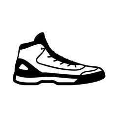 Basketball Shoes Side Profile Silhouette Icon, Black and White SVG, PNG Transparent Background