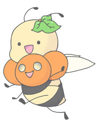 Illustration of a bee enjoying Halloween