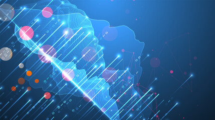 Obraz premium Big Data. Abstract digital futuristic wireframe vector illustration on technology background. Data mining and management concept. Hand drawn art.