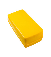 Block of yellow cheese isolated on white background
