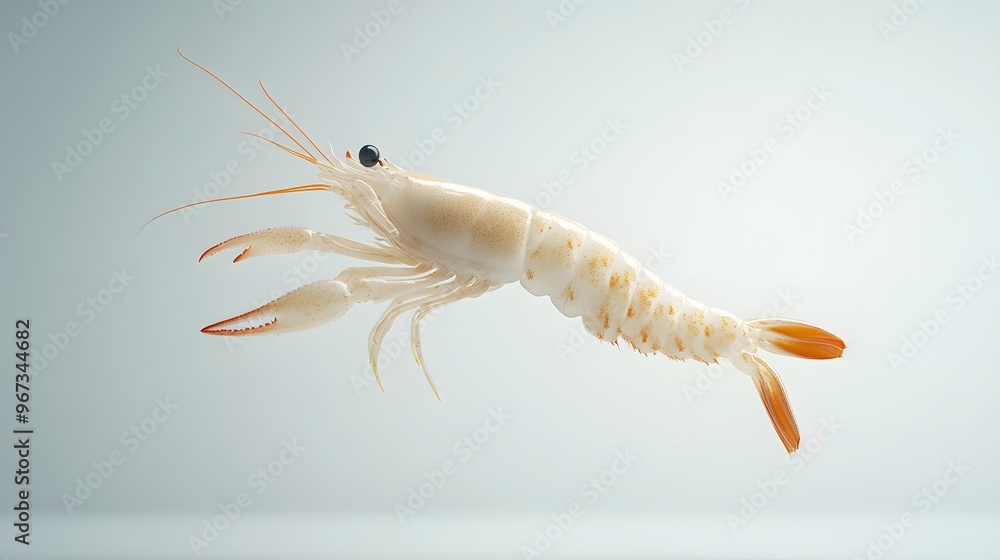Poster 24. **a 3d render of a falling langoustine, its elongated body and delicate features contrasted with