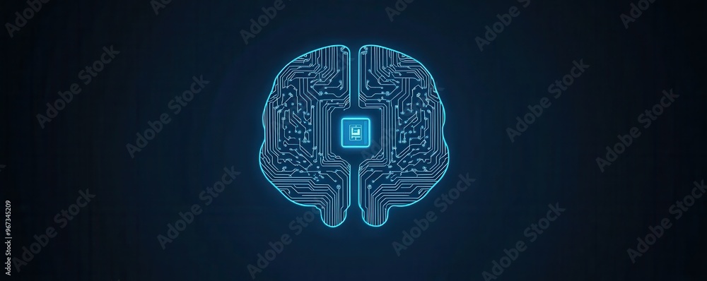 Poster digital brain depicted through a design symbolizing artificial intelligence and technological advanc
