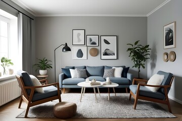 Scandinavian Style Living Room Interior.