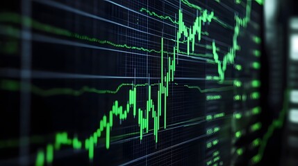 Green Stock Market Chart Displayed On Screen