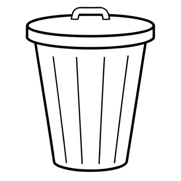 recommend clip art: trash can  outline coloring book page line art illustration digital drawing