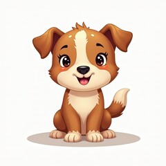Naklejka premium Adorable Cartoon Puppy Illustration with Cute Expressions for Kids