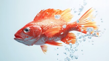 20. **A 3D render of a juicy red snapper falling, its vibrant color and fine details contrasted with a pristine white background