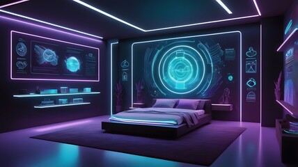 Technology hologram indoors Created using generative AI tools