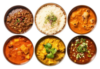 PNG Colorful Indian cuisine in bowls