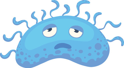 Cartoon bacteria mascot. Virus character, bacterias with funny face. Color microbe and disease virus isolated vector illustration icon. Monster creature organism, bacteria and microbe