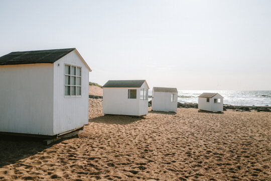 Badeh&auml;user am Strand von L&oslash;nstrup in D&auml;nemark