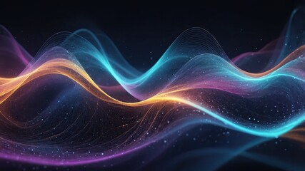 Fototapeta premium Digital particles of wave, light and energy, multi colored abstract. Ideal for desktop background or wallpaper.