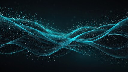 Digital particles of wave, light and energy,  blue color abstract. Ideal for desktop background or wallpaper.