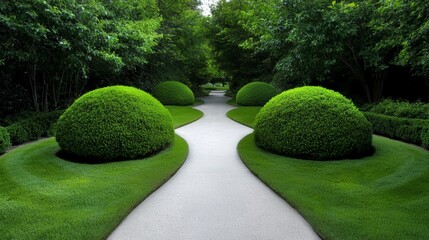 Symmetry in Minimalist Landscape Design, Discuss how symmetrical garden layouts contribute to a serene and structured outdoor space.