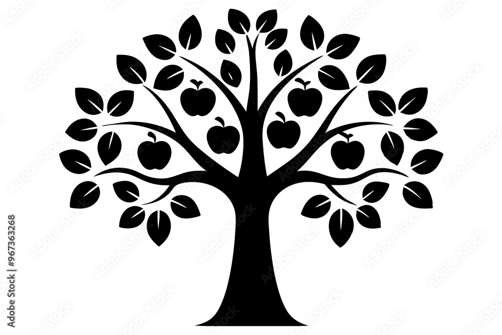 Wall mural Apple Tree icon - Modern Logo vector art illustration