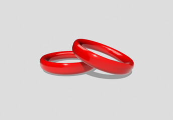 red 3d rings with shadow. toys