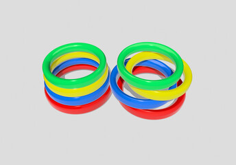 colorful 3d rings with shadow. toys