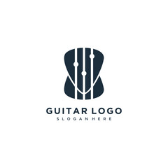 Guitar logo design icon vector with pick concept idea