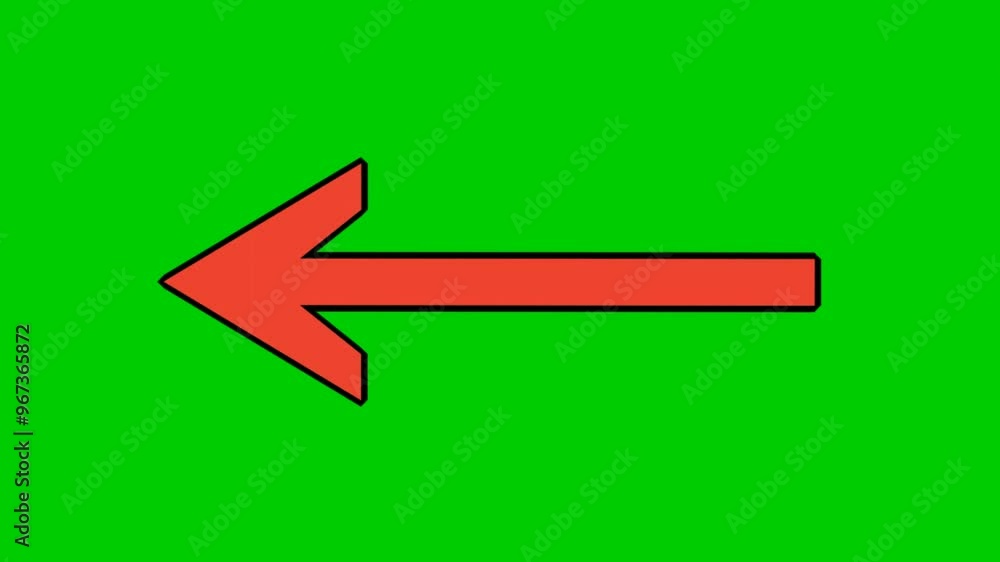 Poster left arrow sign symbol animation motion graphics on green screen background, red color animated vide