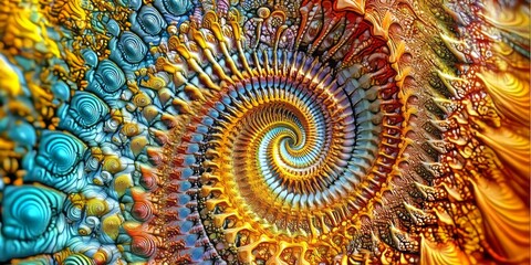 A psychedelic explosion of fractals and spirals with intricate rainbow patterns, symbolizing the infinite possibilities of love and diversity © stopcontrol