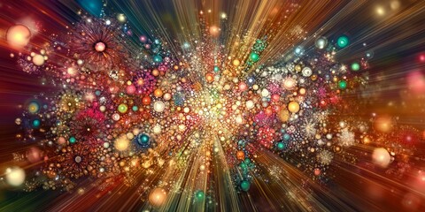 Fototapeta premium A radiant burst of color with intricate floral patterns and soft, glowing lights, symbolizing joy and celebration