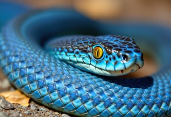 Fototapeta premium close up of a snake on a blue background
