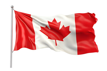 Wavy flag of Canada, isolated on white background