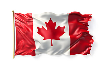 Wavy flag of Canada, isolated on white background