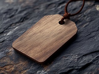Minimalist Wooden Price Tag Mockup with a Leather String
