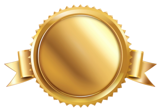 PNG Ribbon award badge icon gold ribbon certificate.