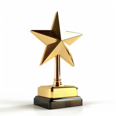 3D render of a golden star trophy 