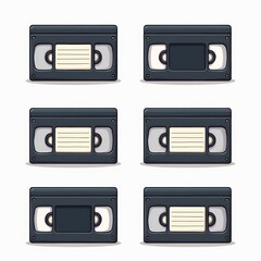 Fototapeta premium Retro VHS Cassettes Illustration â€“ Nostalgic Vintage Tapes Icon Set for Media and Technology Design
