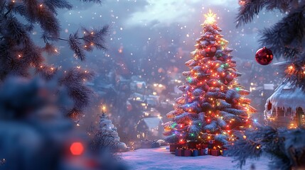 Cartoon illustration of celebration of Christmas,generated with AI.