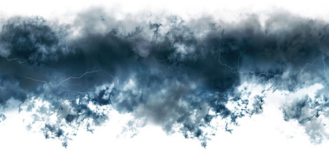 Dark storm clouds on a white background, creating a dramatic and intense atmosphere
