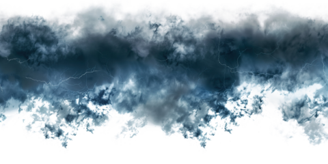 Dark storm clouds on a white background, creating a dramatic and intense atmosphere