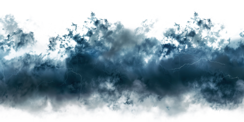 Dark storm clouds on a white background, creating a dramatic and intense atmosphere