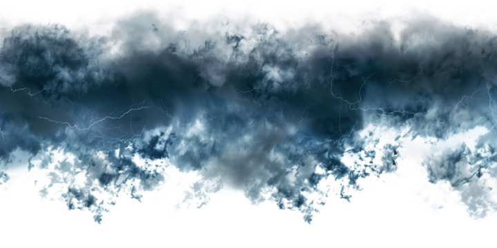 Dark storm clouds on a white background, creating a dramatic and intense atmosphere