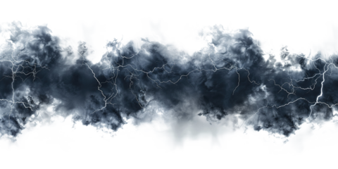 Dark storm clouds on a white background, creating a dramatic and intense atmosphere